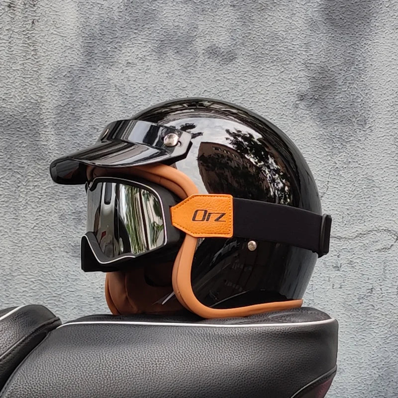 Retro semi-open motorcycle helmet cross-country motorcycle accessories motorcycle helmet 3/4 retro helmet in winter