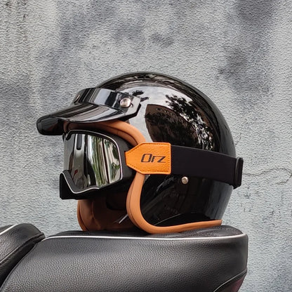 Retro semi-open motorcycle helmet cross-country motorcycle accessories motorcycle helmet 3/4 retro helmet in winter