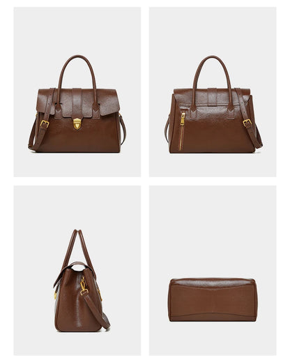 Burminsa Cowhide Genuine Leather Tote Handbags For Women 2025 Luxury Designer Satchel Commuter Ladies Shoulder Crossbody Bags