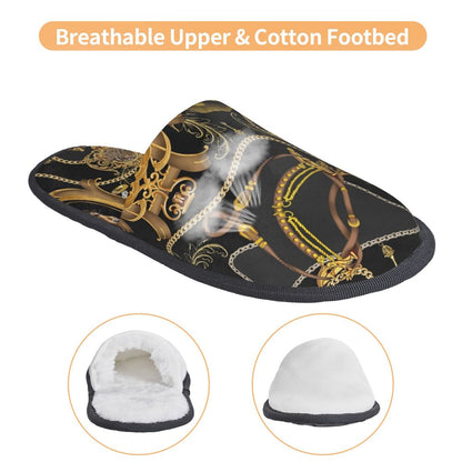 Custom Queen Of Absolutely Everything Gold Baroque Soft Memory Foam House Slippers Women Comfy Warm Anti-skid Sole Slipper