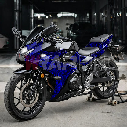 High Glossy Blue Forged Carbon Fiber Vinyl Wrap Waterproof Laser Film on the Hood DIY Car Adhesive Vinyl for Motorcycle Stickers