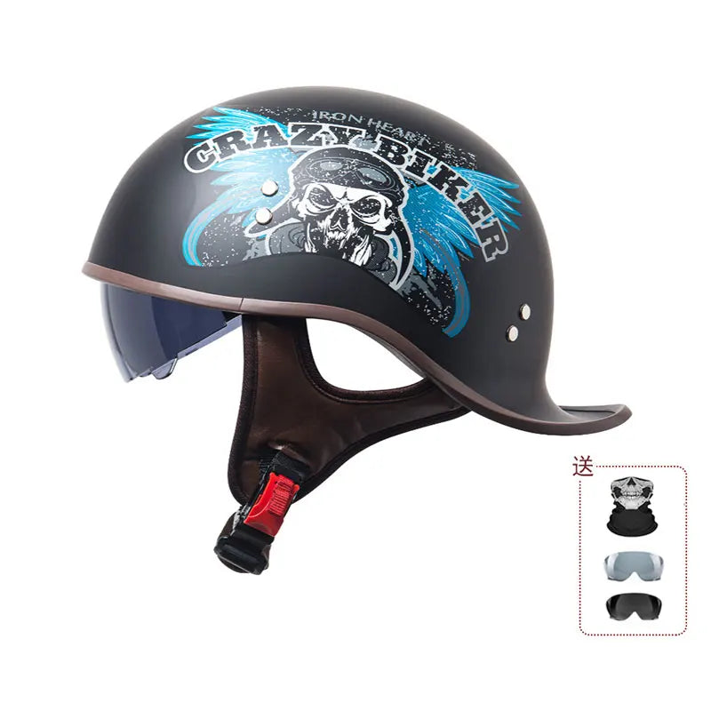 China 3C certification new motorcycle helmet retro personality cock helmet for men and women lightweight breathable half helmet.