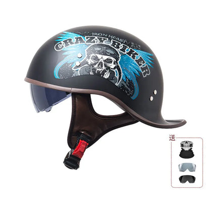 China 3C certification new motorcycle helmet retro personality cock helmet for men and women lightweight breathable half helmet.