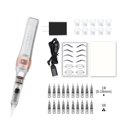 AIMOOSI M7 Tattoo Machine Set Microblading Eyebrow PMU Gun Pen Needle Permanent Makeup Machine Professional Supplies Beginner