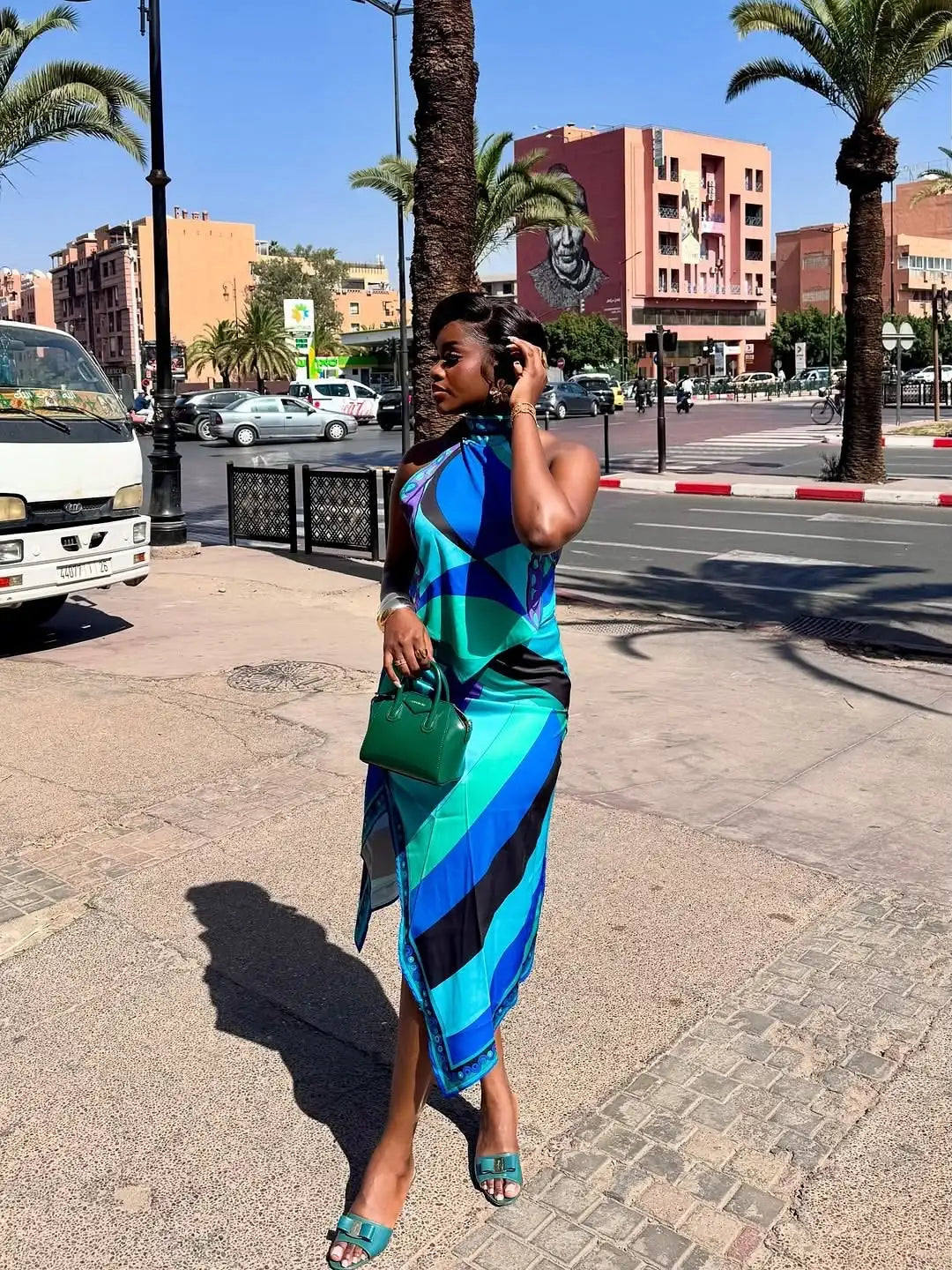 Irregular Satin Printed Sets Halter Neck Lace-up Tank Top Asymmetric Midi Skirt 2 Pieces Set 2026 Summer Casual Vacation Outfits