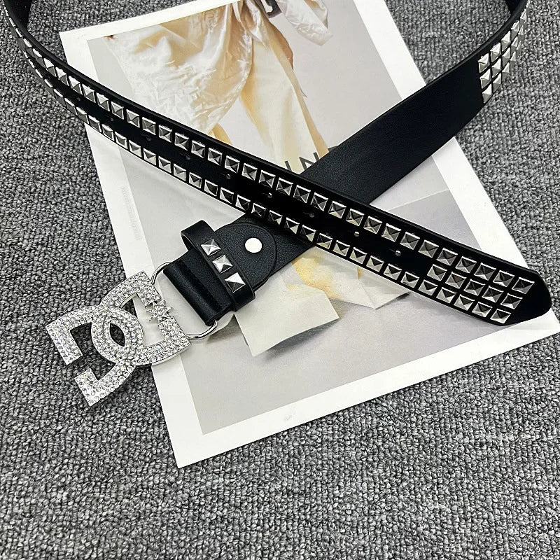 Gothic Punk Letter Rivet Belt Street Dance Style for Men And Women Casual Fashion Accessory Streetwear Hip Hop Waist Belt