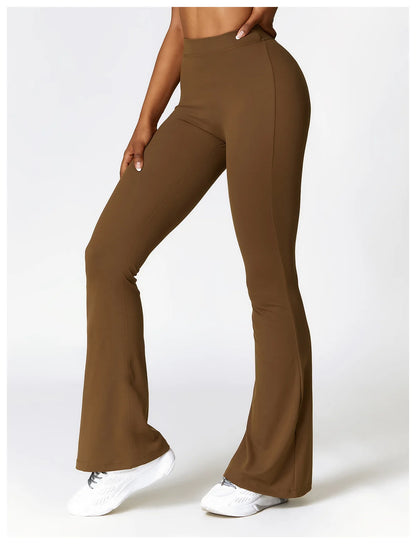 Gym Fitness Sports Flared Pant Dance Trousers Women V-shaped Hip Yoga Pants Flare Leggings Women High Waist Wide Leg Pants Women