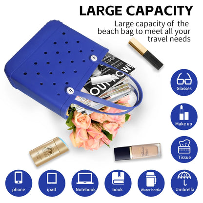 L/XL Beach Bags EVA Rubber Waterproof Tote Bag Storage Baskets Travel Shopping Shoulder Solid Color Fashion Handbag women