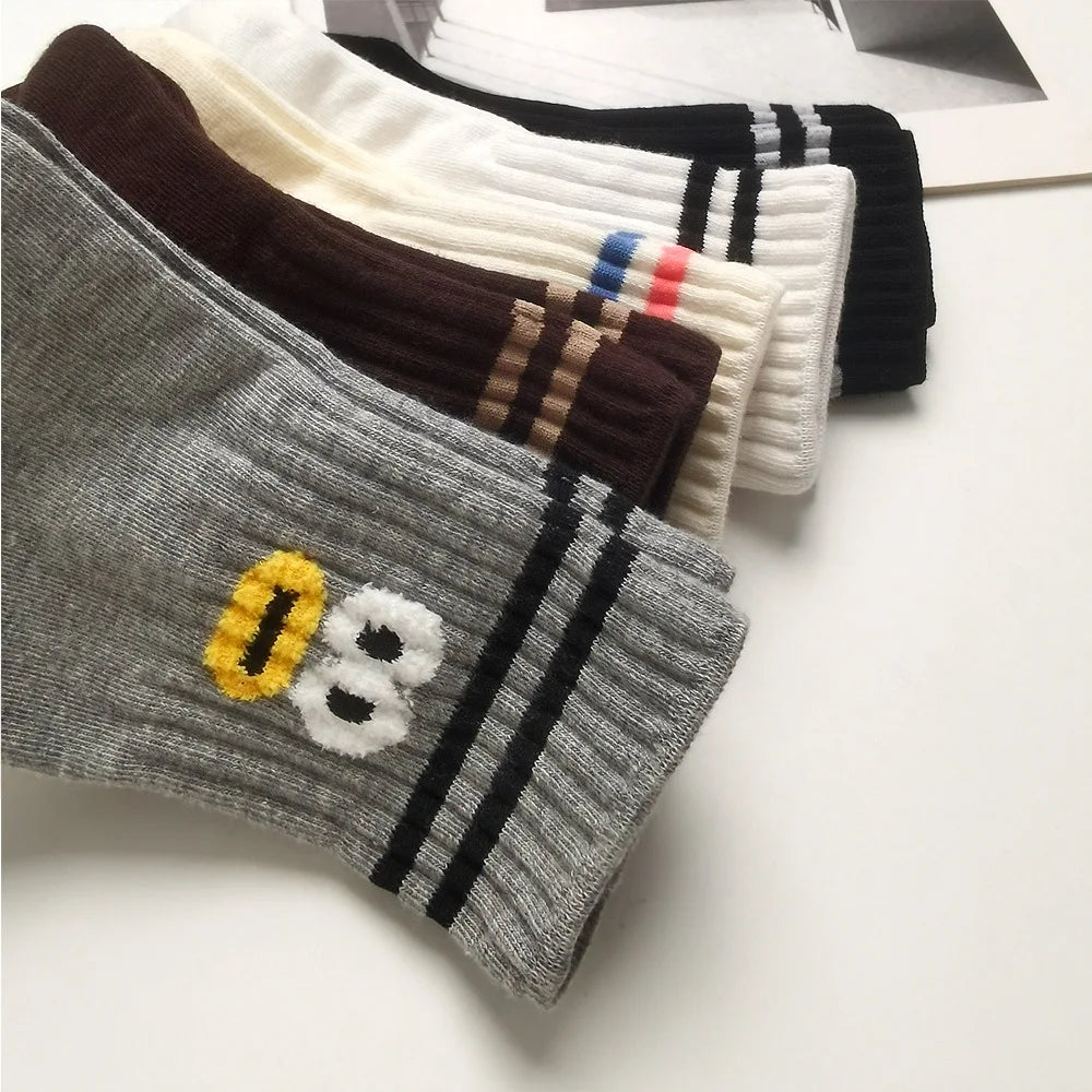 Designer socks Korean Style Cute Cartoon Playful expression Socks Women's Trendy Japanese Pure Cotton Fun Quirky Mid-Calf Socks