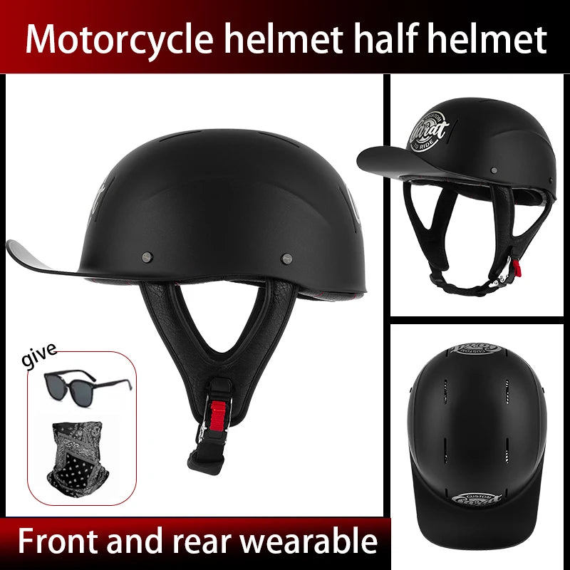 Summer breathable retro cruise motorcycle helmet for men and women electric motorcycle half helmet day American pedal scoop helm