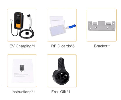 IPENGEN EV Charging Station 32A Electric Vehicle Car Charger EVSE Wallbox Wallmount 7.6/11/22KW Type2 Cable IEC62196 APP Control