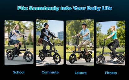 500W Electric Bike Adult 25MPH 48V17.5Ah Removable Battery,14 Inch Sports Folding Electric Bicycle,EBike Shipped locally