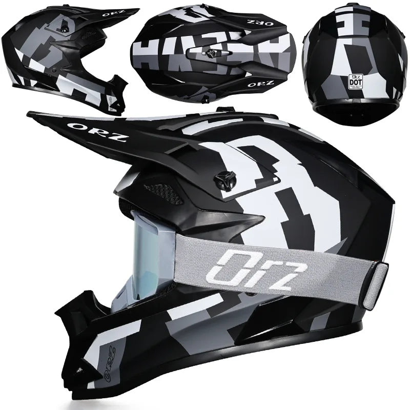 DOT Approved Off Road Helmet with Goggles Motocross Helmet Dirt Bike ATV Motorcycle Helmet Moped Dirtbike Racing Dirtbike Helmet