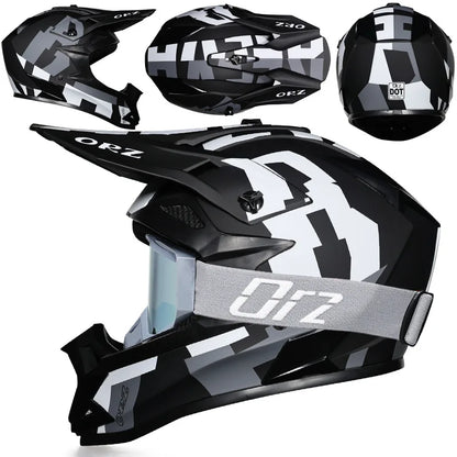 DOT Approved Off Road Helmet with Goggles Motocross Helmet Dirt Bike ATV Motorcycle Helmet Moped Dirtbike Racing Dirtbike Helmet
