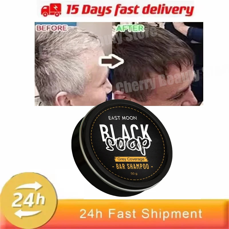 White Hair to Black Shampoo Dye Soap Natural Color Soap Restore Gray Beard Cover Gray Hair Dye Hair Fixing Shampoo For Man Women