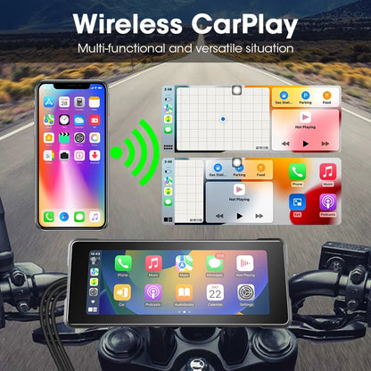 JMCQ 6.86'' Motorcycle DVR GPS Navigaton Wireless Carplay Android Auto Dash Cam IP67 Waterproof Dual Bluetooth Moto Monitor