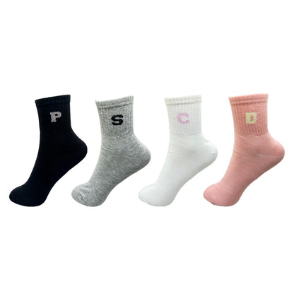 1/4 Pairs Woman Cotton Socks For Women Cotton Female Socks Set Woman Colorful Lady Socks Letter Printed Sock