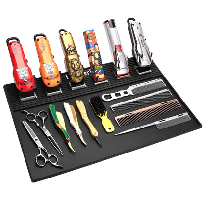 Hair Cutting Tool Storage Pad Anti Slip Waterproof Heat-Insulating Work Pad Magnetic Silicone Barber Shop Desktop Storage Mat