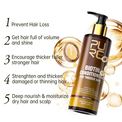 PURC Biotin Hair Growth Oil Shampoo Conditioner Sets Smoothing Anti-Hair Loss Scalp Treatment Hair Care Products for Men Women