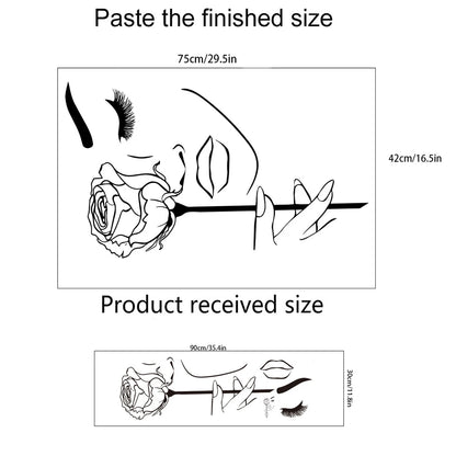 creative black girl face rose sticker for salon living room decoration self adhesive wall decal
