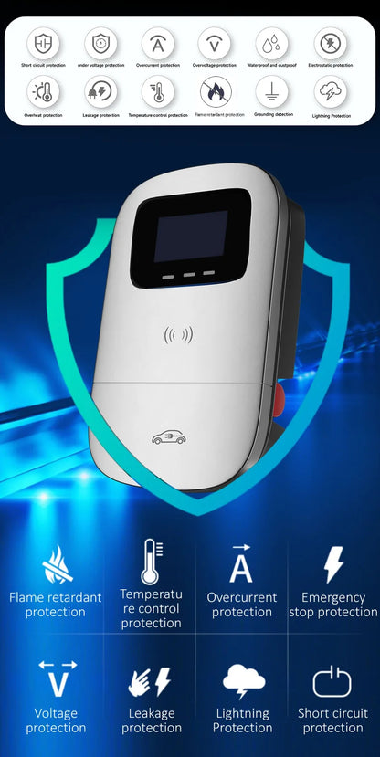 JIGU Type2 Electric Vehicle Charging Station 3 Phase 380V Type 2 EV Charger Charger APP WIFI 22KW Wallbox 5 meters Electric Car