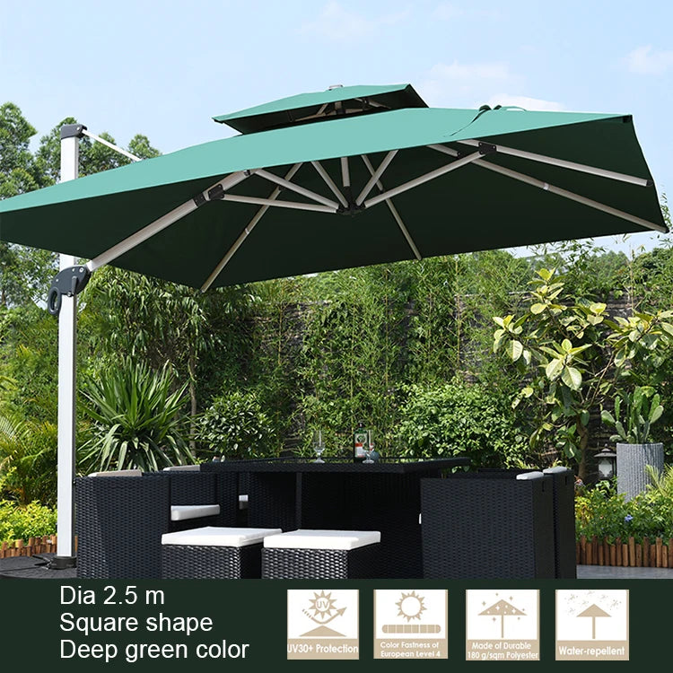 Outdoor Furniture Sunshade  Garden Umbrella Aluminum 3m square Offset Parasol 10 ft Cantilever Commercial Patio Umbrella & Bases