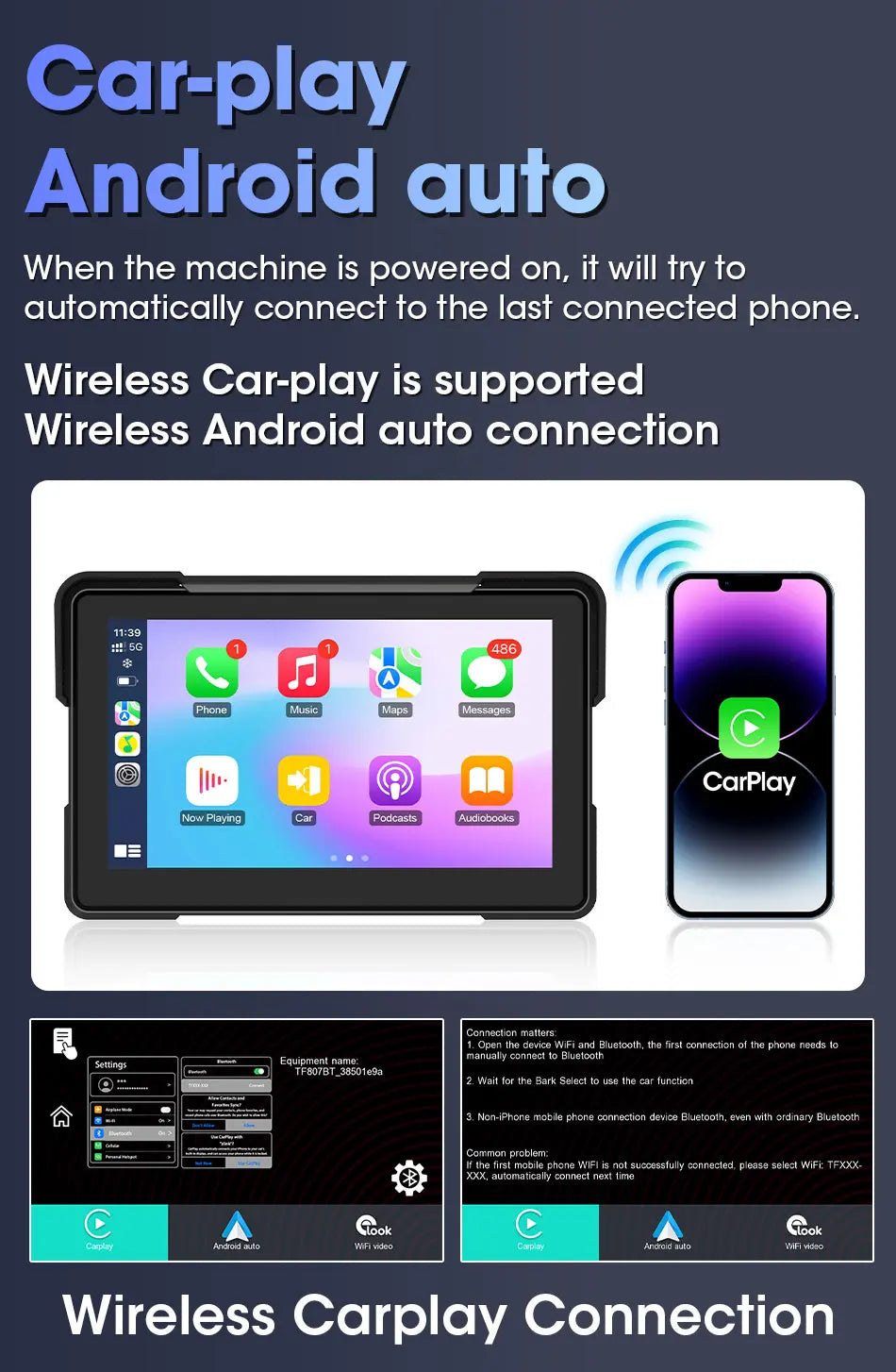 7 inch Motorcycle CarPlay Screen With TPMS GPS for Moto Navigation Display Screen Android Auto Digital Motorcycle Dashboard BT