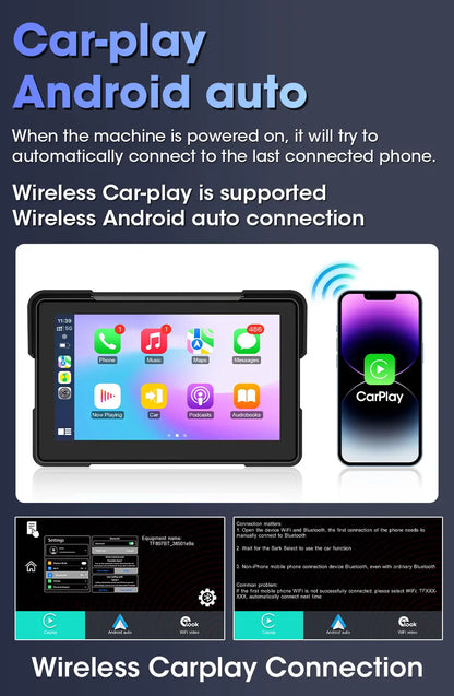 7 inch Motorcycle CarPlay Screen With TPMS GPS for Moto Navigation Display Screen Android Auto Digital Motorcycle Dashboard BT