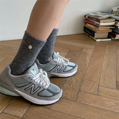 SP&CITY Colored Dotted Sheep Woolen Socks Women's Winter Warm Keeping Middle Tube Socks Casual Thick Korean Fashion Stockings