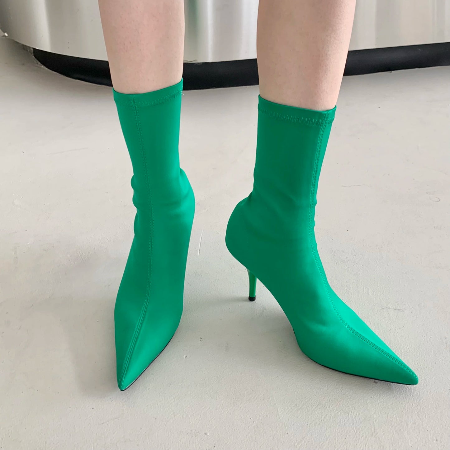 Eilyken New Spring Autumn Stretch Fabric Women Ankle Boots Sexy Pointed Toe High Heels Fashion Female Socks Pumps Shoes