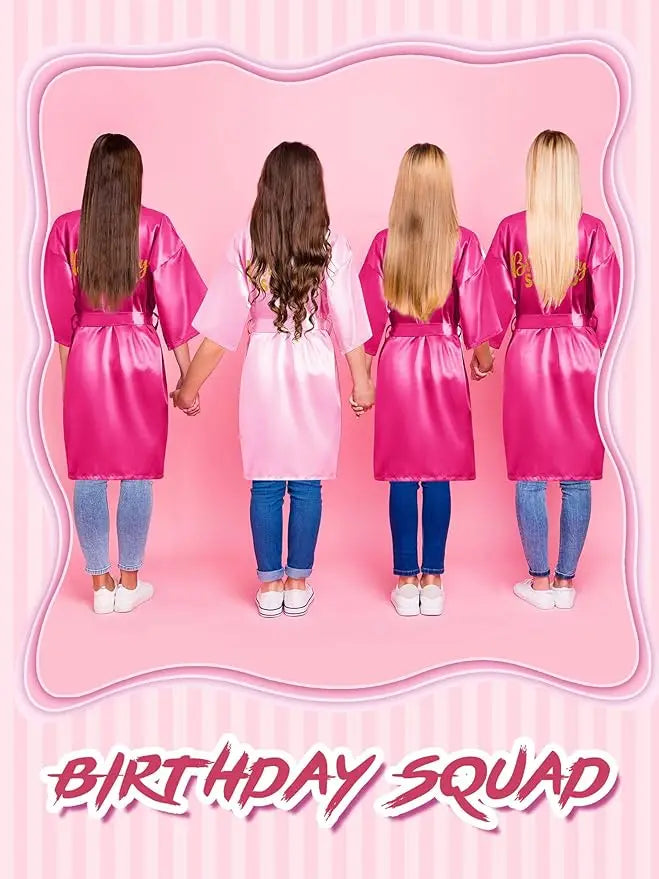 7 Pcs Birthday Squad Robe Birthday Princess Robe Spa Party Supplies Unicorn Slumber Pajamas for Girls
