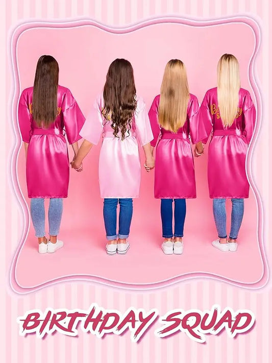 7 Pcs Birthday Squad Robe Birthday Princess Robe Spa Party Supplies Unicorn Slumber Pajamas for Girls