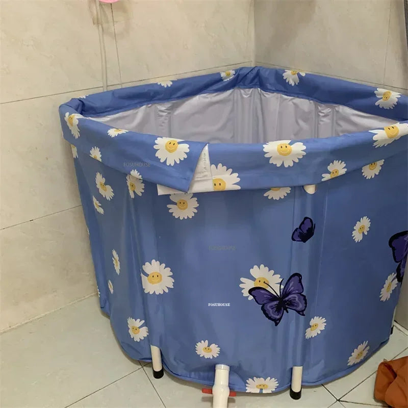 Household Triangular Bathtub Foldable Bath Bucket Swimming Pool Dual-use Portable Steam Sauna Fan-shaped Bath Barrel