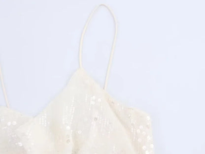 MUJER 2025 Sequin Mini Dress Woman Sexy Slip Party Dresses for Women Summer Backless Women's Dress Straps Beach Short Dresses