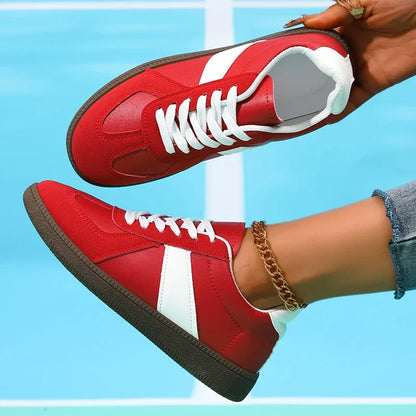 Comfort Flat Heel Non Slip Sneakers Women 2025 Autumn Mix Color Lace Up Sports Shoes Woman's Breathable Soft Sole Running Shoes