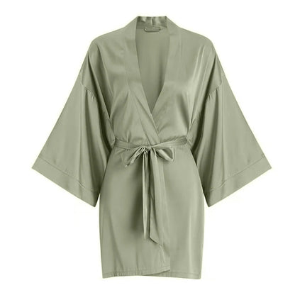 Navy Blue Print Flower Robe Nightgown Silk Satin Female Sleepwear Nightdress Spring Summer Loose Kimono Bathrobe Gown Home Wear