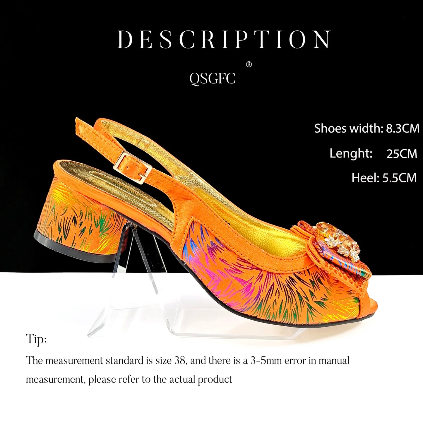 QSGFC New Design Nigerian Style Women Heels Shoes And Elegant Bag Set Color Matching Handbag Wedding Party Women Shoes