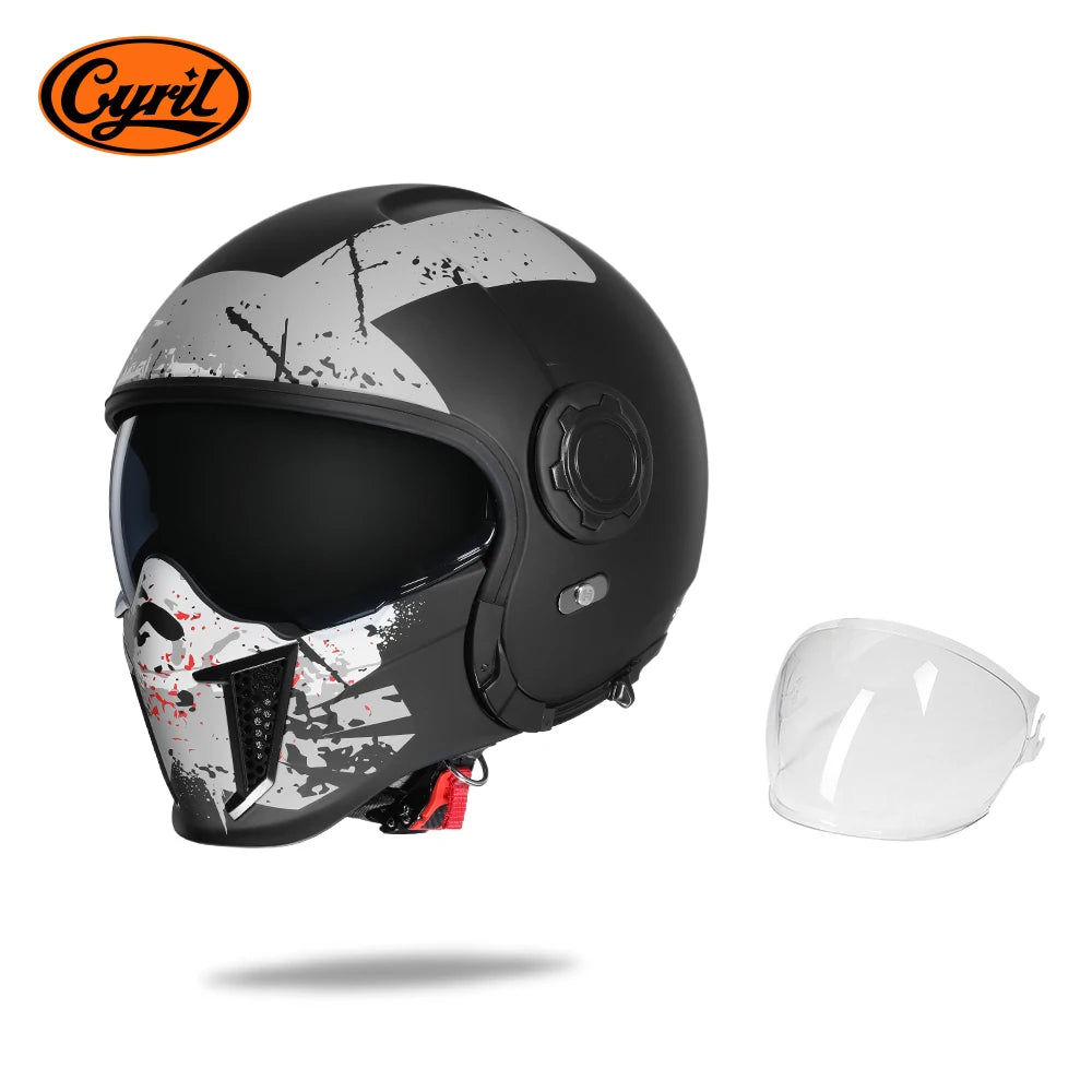 Full Face Open Face Motorcycle Helmet Double Lens Folding Modular Helmet Man Woman Retro Moto Integral Helmet