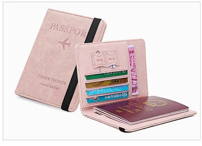 Women Men Travel Passport Holder Cover Case RFID PU Leather Credit ID Card Holder Case Ticket Protective Wallet