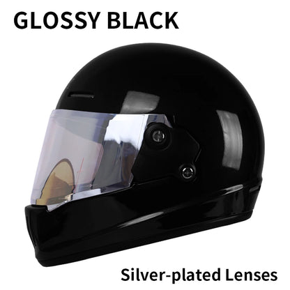 Retro-style full-face helmet with multi-color lenses, ABS material, DOT certified, suitable for all seasons