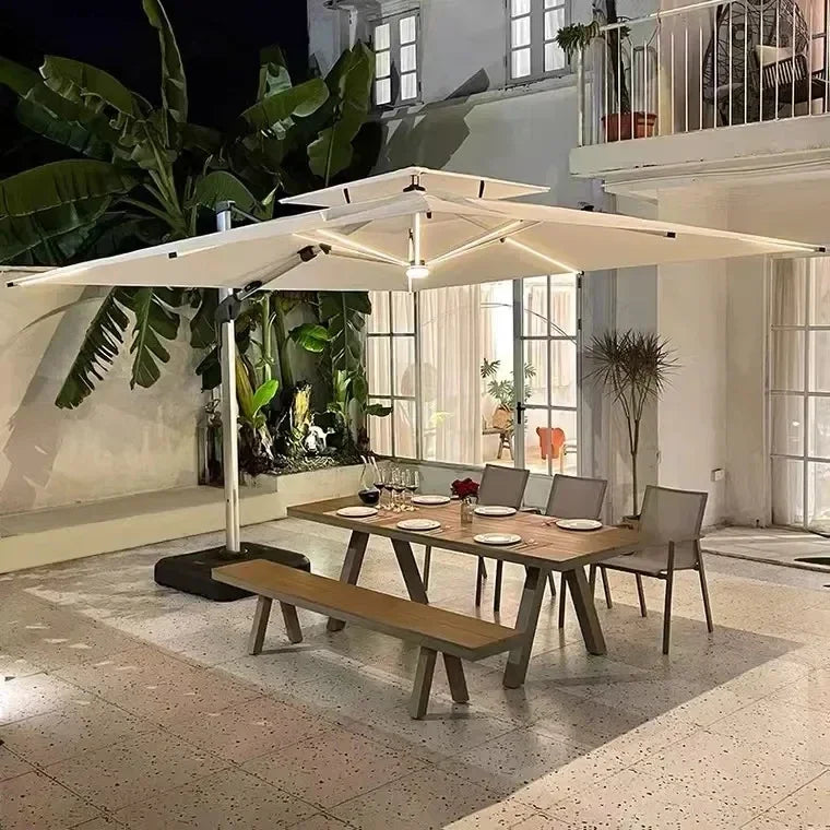 Garden Parasol Large Beach Patio Picnic Umbrella Patterned Outdoor Patio with Led Light Solar Base Wholesale Dropshipping