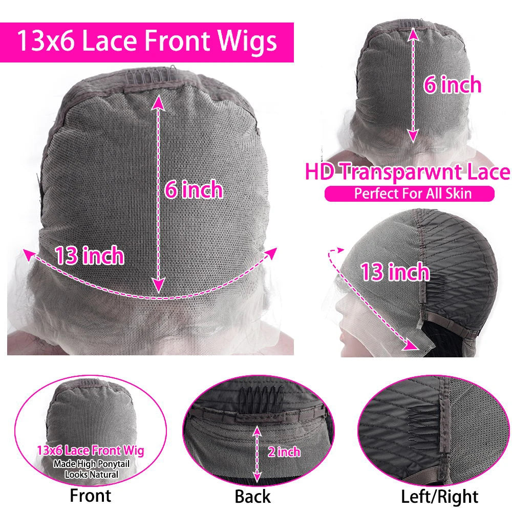 42 44 Inch 13x4 13x6 HD Transparent Body Wave Lace Frontal Wigs For Women 200 Density Preplucked 5x5 Closure Lace Wig Human Hair