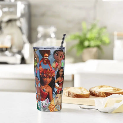 Moana and Pua Cartoon Movie Insulated Tumbler with Straws Stainless Steel Coffee Mugs Double Wall Car Bottle Cups 20oz