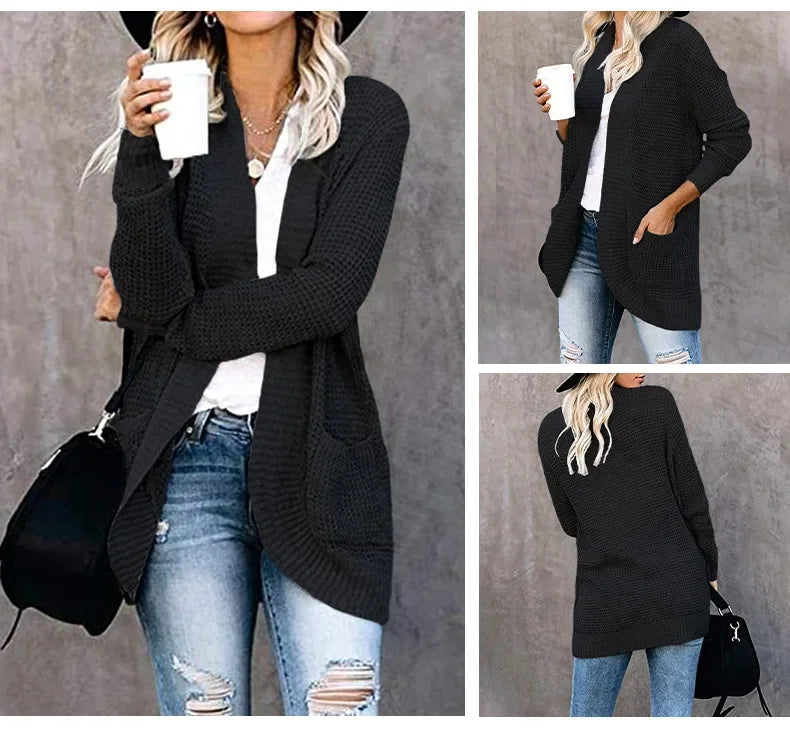 Fashion Women Cardigan Autumn Harajuku Knitted Sweater Basic Jacket Ropa Mujer Outerwear Thin Coat Streetwear New Woman Clothing