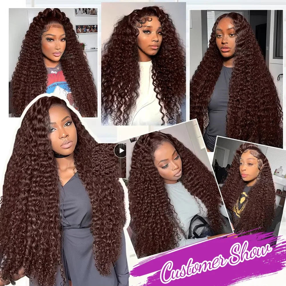 13X4 Chocolate Brown Lace Front Wigs Brazilian 13X6 Hd Lace Frontal Wig 100% Brown Curly Human Hair Pre Plucked Wigs For Women