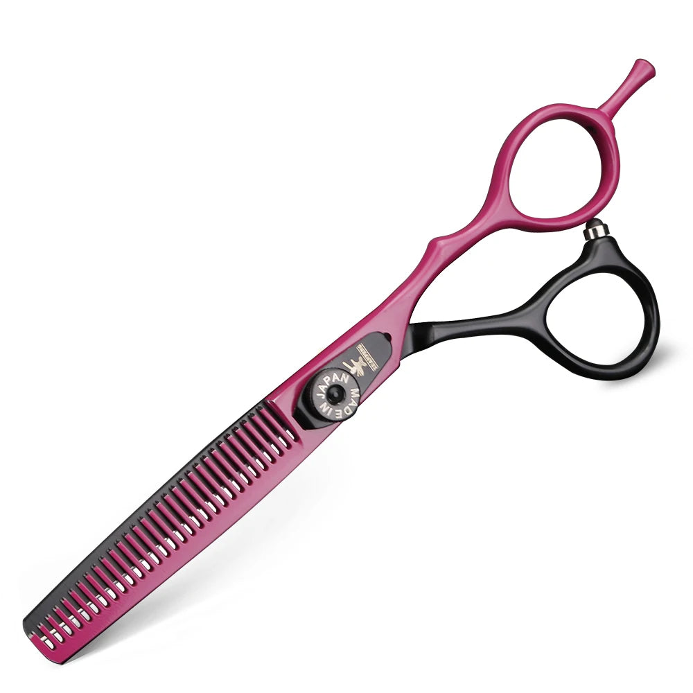 Spring clip screw double color hair scissors 6 inch 9cr18 steel barber cutting scissors and thinning scissors