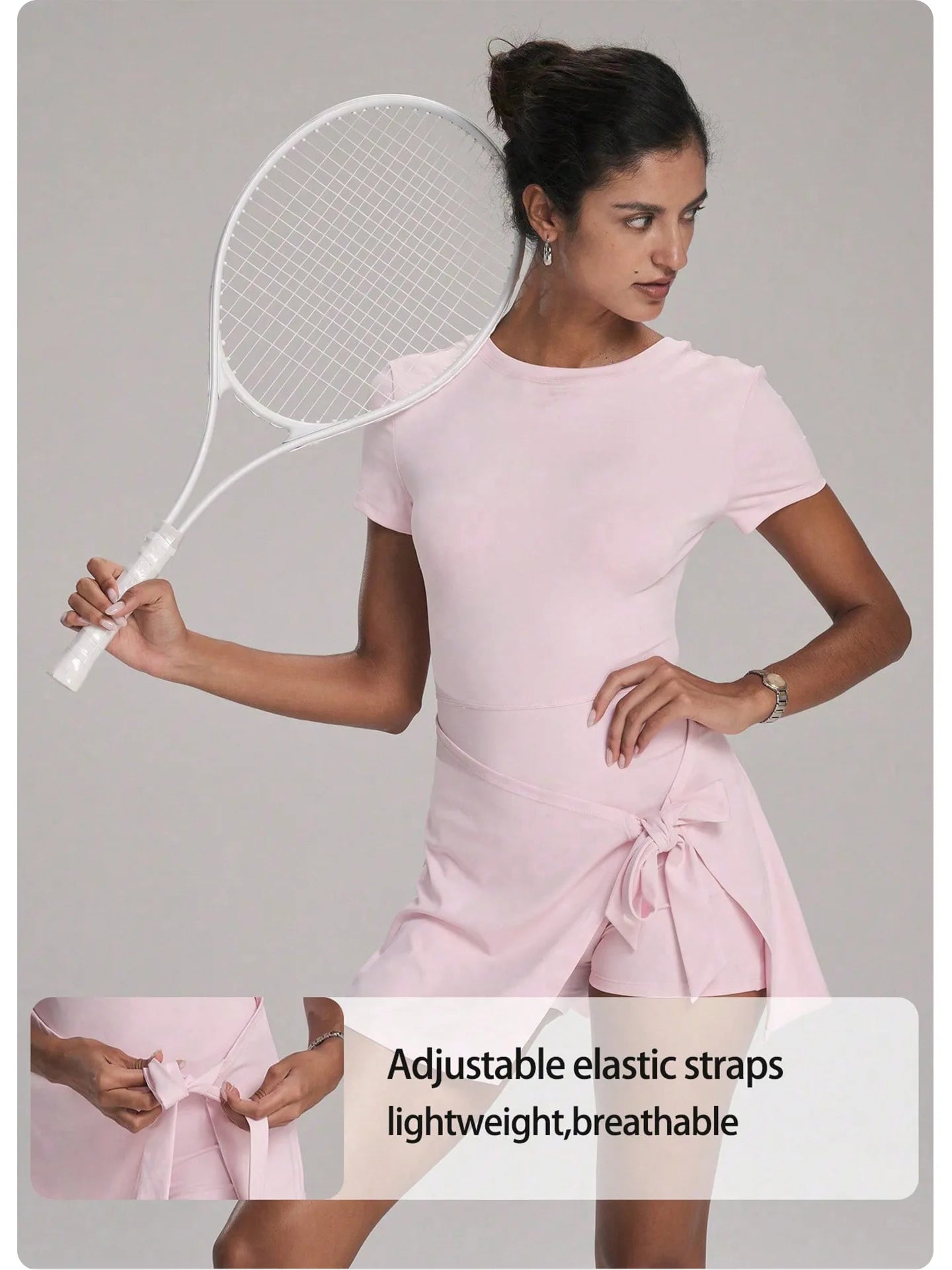 FUBEIKE New Fake Two-Piece Anti-Exposure Tight-Fitting Sports Dress Slimming Strap Casual Fitness Back Yoga Tennis Dress