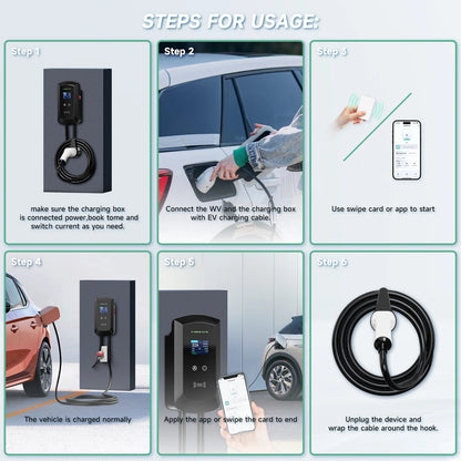 Puppyfc 7.6KW/11KW/22KW 3Phase EV Charging Station GBT 20234 Electric Car Charger EVSE Wallbox WiFi Bluetooth APP Remote Control