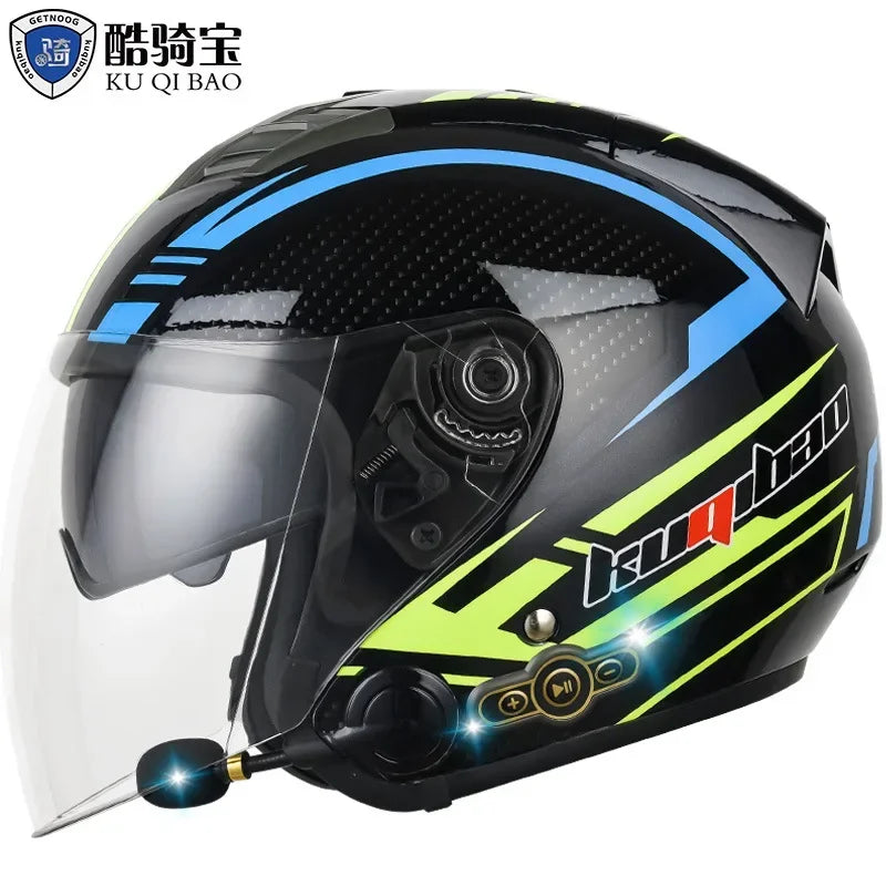 HOT DOT Approved Open Face 3/4 Motorcycle Helmet with Build-In Bluetooth Headset Earphone and Detachable Liner for honda