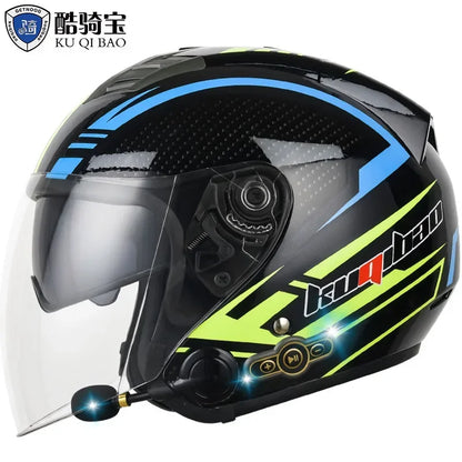 HOT DOT Approved Open Face 3/4 Motorcycle Helmet with Build-In Bluetooth Headset Earphone and Detachable Liner for honda